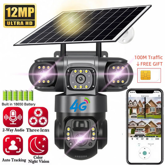 4K Dual Lens Solar Security Camera Wireless Outdoor