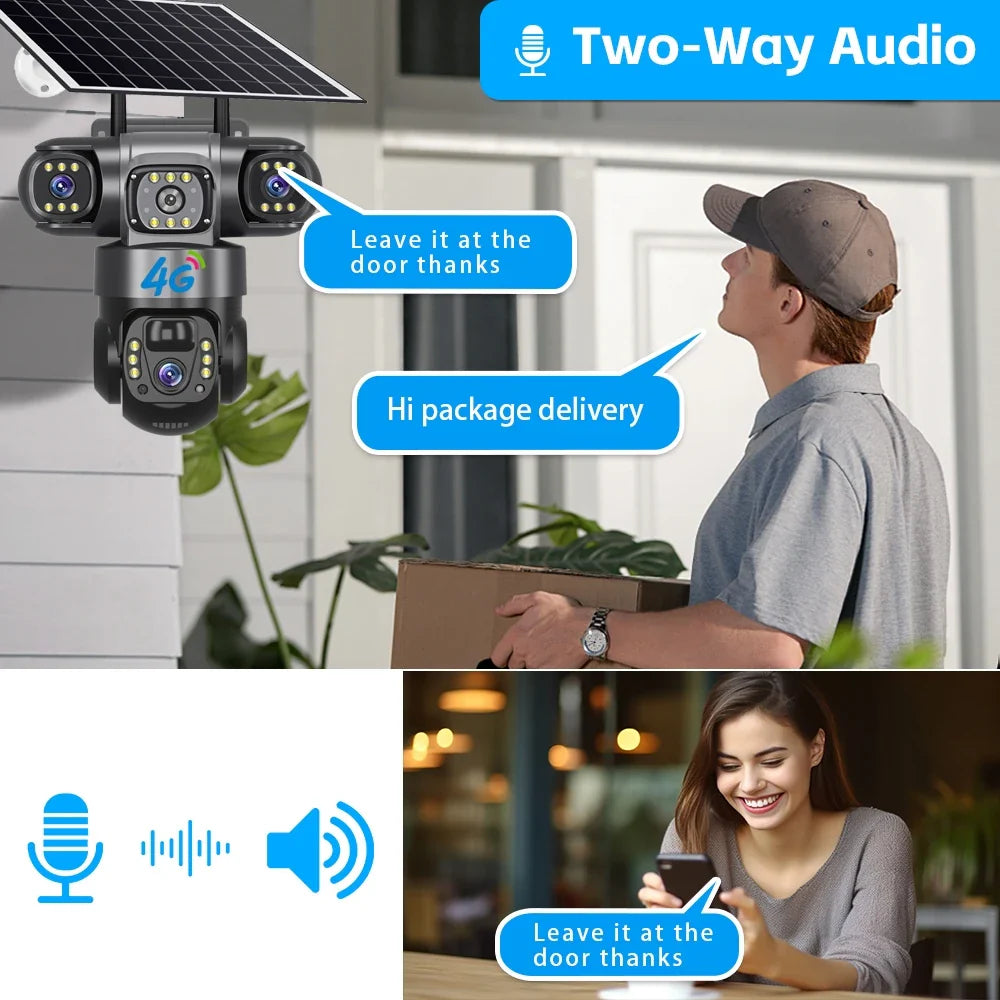 4K Dual Lens Solar Security Camera Wireless Outdoor