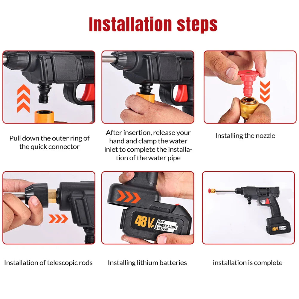 Cordless High Pressure Water Spray Gun (+2 FREE Batteries)