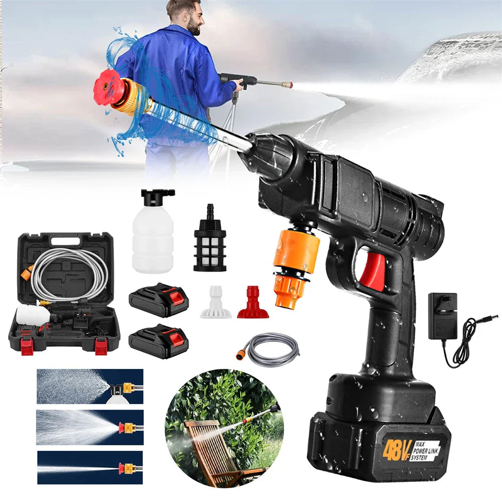 Cordless High Pressure Water Spray Gun (+2 FREE Batteries)